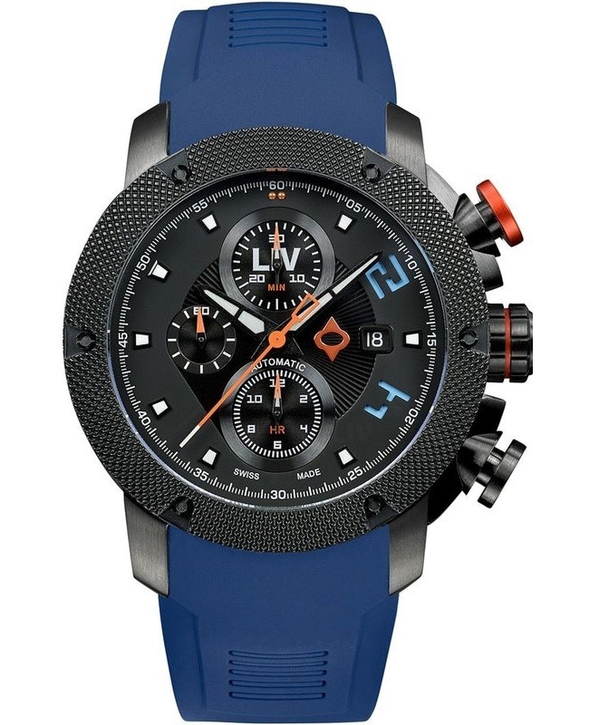 LIV Genesis GX-AC Limited Edition Black Chronograph Dial Silicone Strap Swiss Men’s Watch 1410.46.19.SRB 1410.46.19.SRB