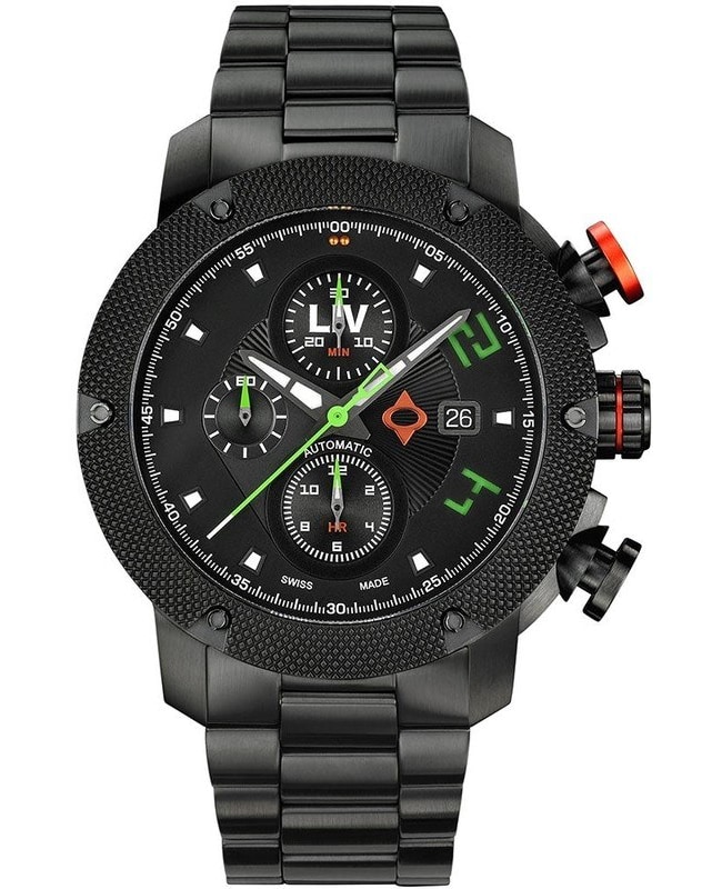 LIV Genesis GX-AC Black Chronograph Dial Steel Swiss Men’s Watch 1410.46.80.F23BIP SS 1410.46.80.F23BIP SS