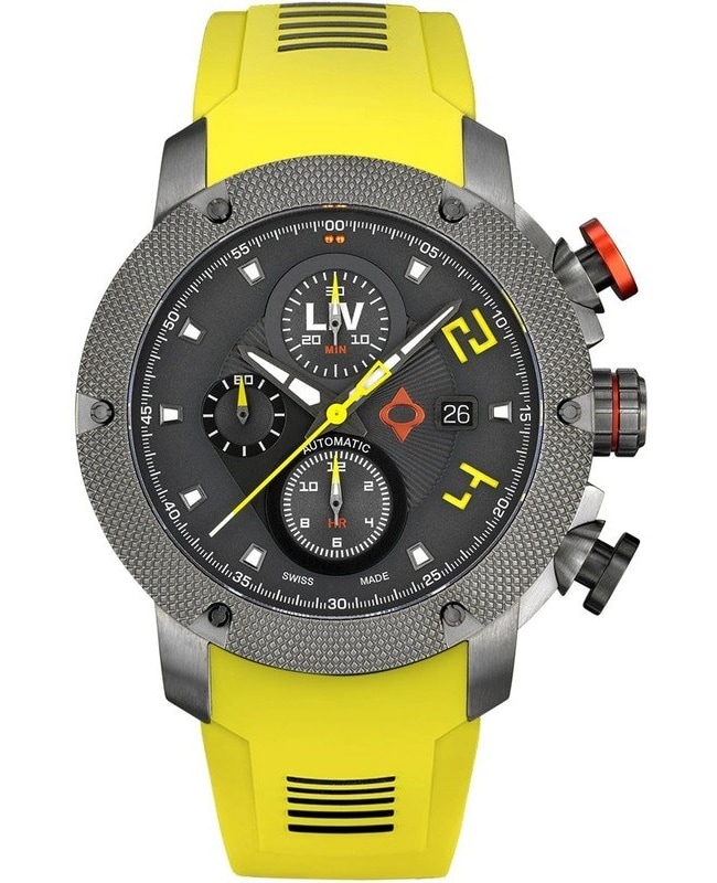 LIV Genesis GX-AC Grey Chronograph Dial Silicone Strap Swiss Men’s Watch 1440.46.13.SRB YSB 1440.46.13.SRB YSB