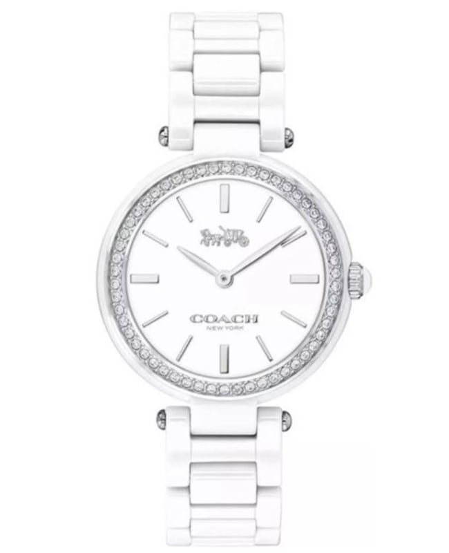 Coach Perry Quartz White Dial Ceramic Strap Women’s Watch 14503450 14503450