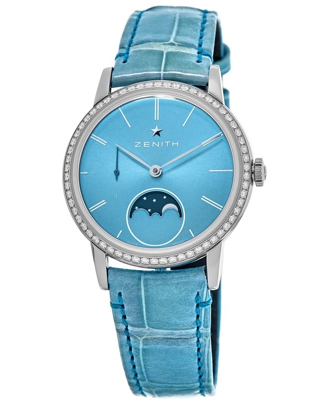 Zenith Elite Ultra Thin Lady Moonphase Turquoise Diamond Dial Turquoise Leather Women’s Watch 16.2333.692/54.C817 16.2333.692/54.C817