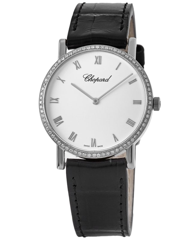 Chopard Classique Homme 18kt White Gold Custom Diamond Bezel Women’s Watch 163154-1001-CD 163154-1001-CD