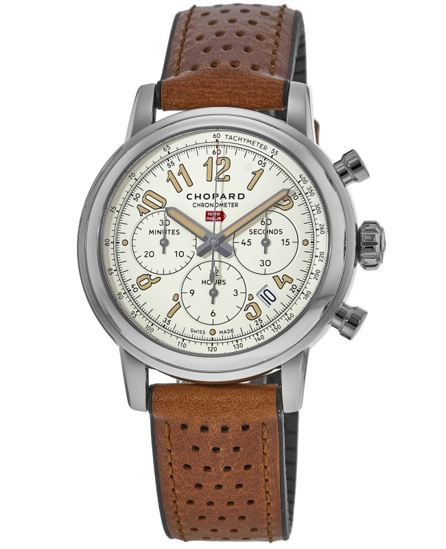 Chopard Mille Miglia Classic Chronograph Limited Edition Off White Dial Leather Strap Men’s Watch 168589-3033 168589-3033