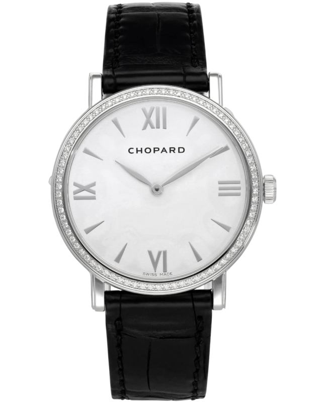 Chopard Classic White Dial Diamond Bezel Leather Strap Women's Watch 173154-1201