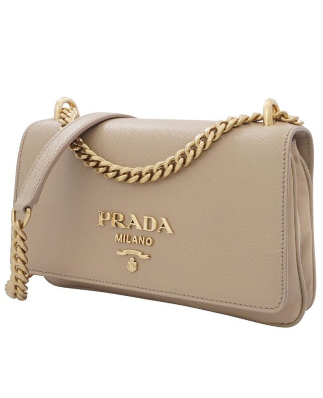 Prada Pattina Beige Saffiano Leather Women's Crossbody Bag 