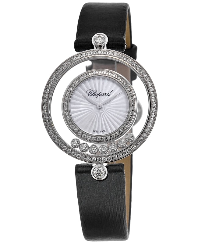 Chopard Happy Diamonds Icons Mother of Pearl Dial 18K White Gold Satin Strap Women's Watch 209426-1201