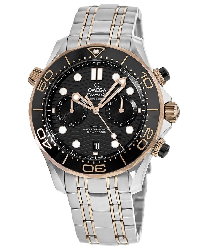 Omega Seamaster 300 Master Co-Axial Chronometer Chronograph Black Dial Steel & Sedna Gold Men’s Watch 210.20.44.51.01.001 210.20.44.51.01.001