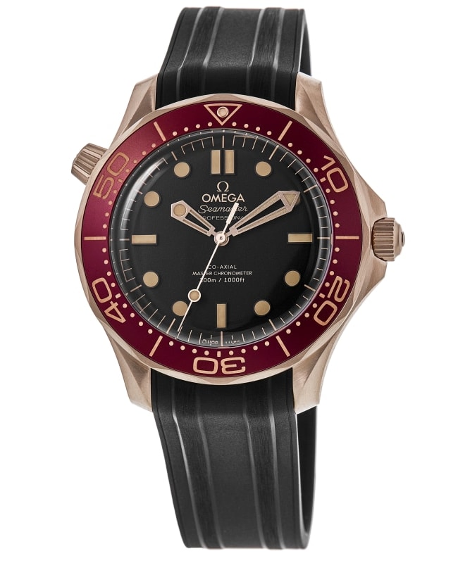 Omega Seamaster Diver 300M Bronze Gold Black Dial Rubber Strap Men's Watch 210.92.42.20.01.003