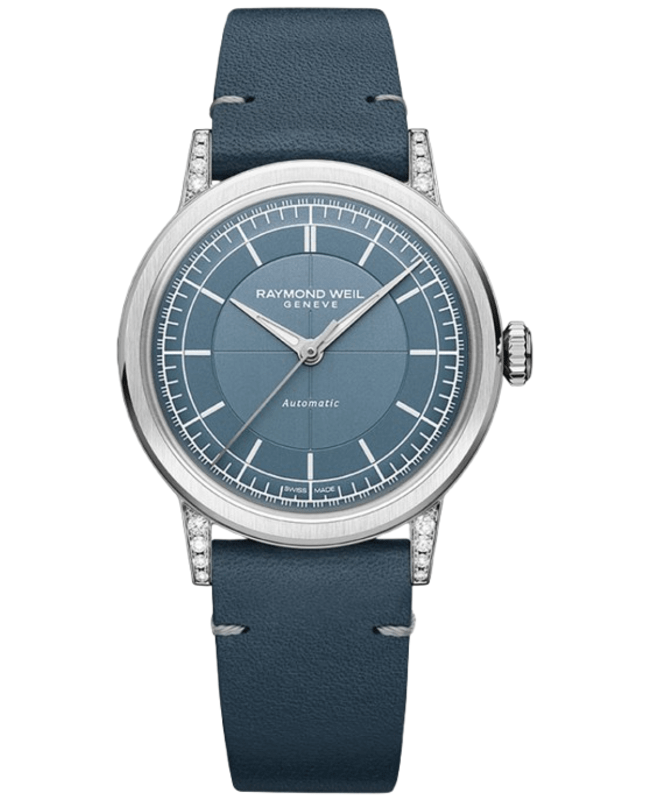 Raymond Weil Millesime Automatic Blue Dial Diamond Leather Strap Women's Watch 2125-SCS-50011