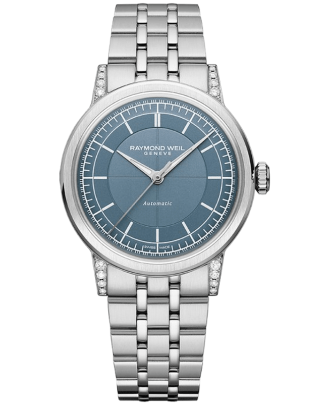 Raymond Weil Millesime Automatic Blue Dial Diamond Steel Women's Watch 2125-STS-50011