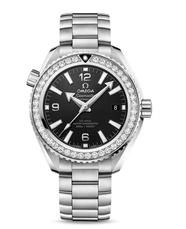 Omega Seamaster Planet Ocean 600M 39.5mm Automatic Black Dial Diamond Bezel Stainless Steel Men's Watch 215.15.40.20.01.001
