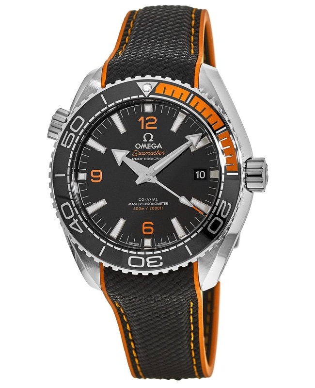 Omega Seamaster Planet Ocean 600M 43.5mm Master Chronometer Black & Orange Dial Fabric Strap Men’s Watch 215.32.44.21.01.001 215.32.44.21.01.001