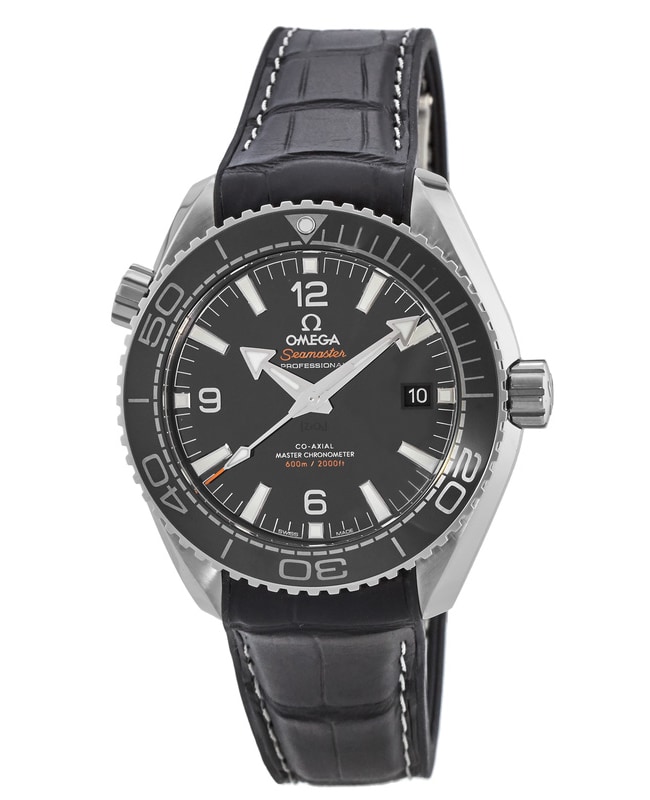 Omega Seamaster Planet Ocean 600M 43.5mm Black Dial Leather Strap Men's Watch 215.33.44.21.01.001
