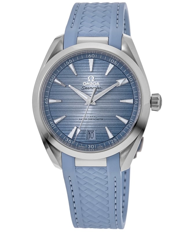 Omega Seamaster Aqua Terra 150M Automatic Summer Blue Dial Rubber Strap Men's Watch 220.12.41.21.03.008