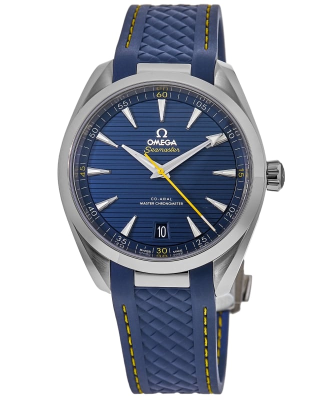 Omega Seamaster Aqua Terra 150M Automatic Blue Dial Rubber Strap Men's Watch 220.12.41.21.03.009