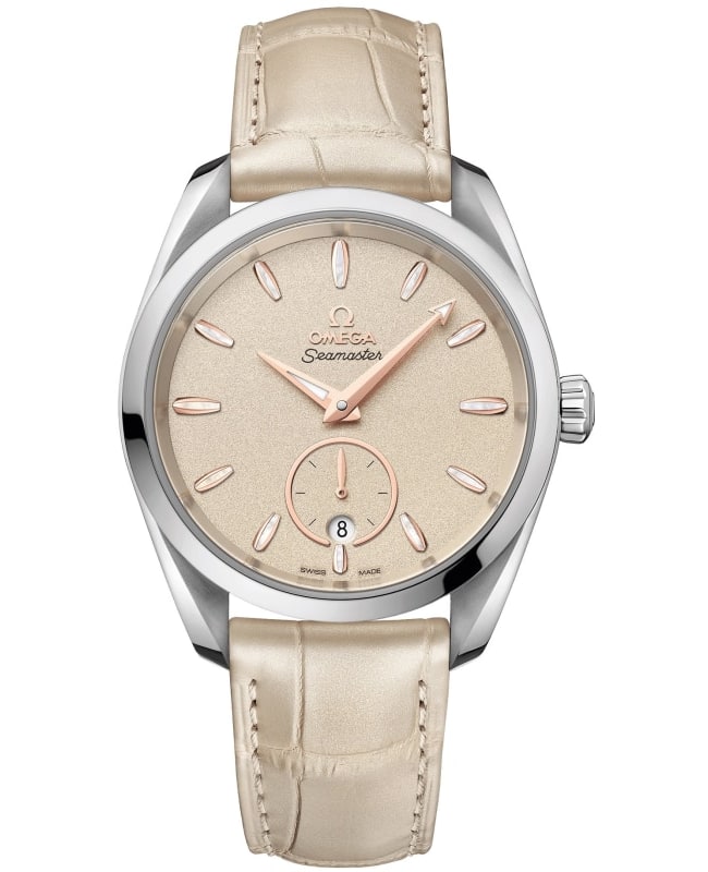 Omega Seamaster Aqua Terra 150m Master Co-Axial Beige Dial Leather Strap Men's Watch 220.13.38.20.09.001