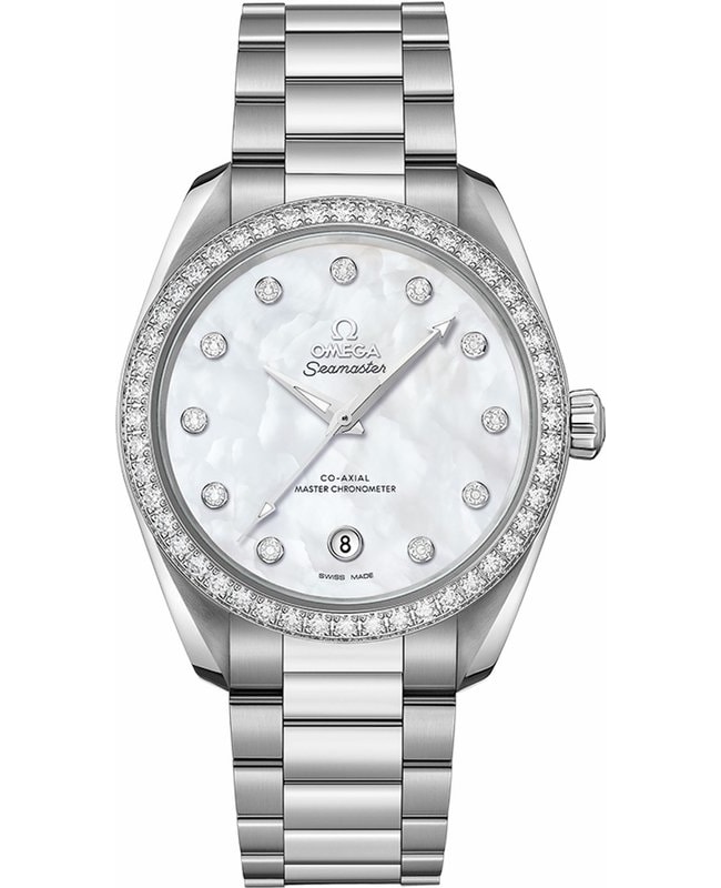 Omega Seamaster Aqua Terra 150m Master Co-Axial Chronometer 38 MM Mother of Pearl Diamond Dial Stainless Steel Women’s Watch 220.15.38.20.55.001 220.1