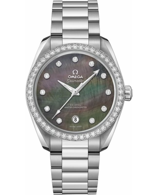 Omega Seamaster Aqua Terra 150m Master Co-Axial Diamond Grey Mother of Pearl Dial Stainless Steel Women's Watch 220.15.38.20.57.001