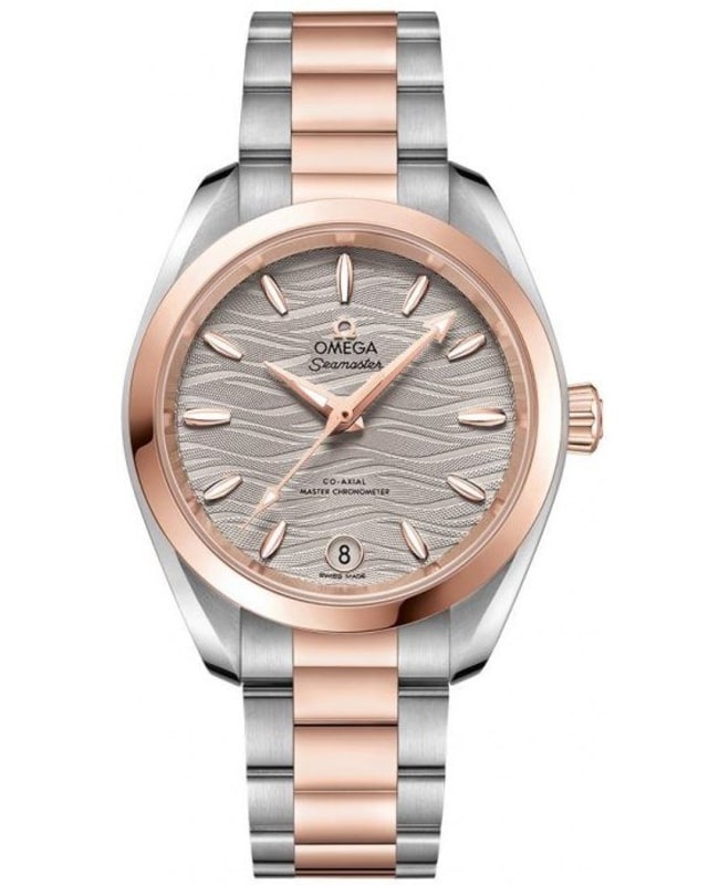Omega Seamaster Aqua Terra 150m Master Co-Axial Grey Dial Two-Tone 18K Rose Gold & Stainless Steel Women's Watch 220.20.34.20.06.001