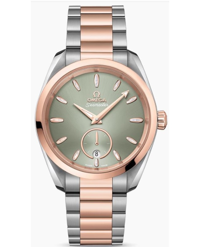 Omega Seamaster Aqua Terra 150m Master Co-Axial Green Dial Two-Tone 18K Rose Gold & Stainless Steel Men's Watch 220.20.38.20.10.001