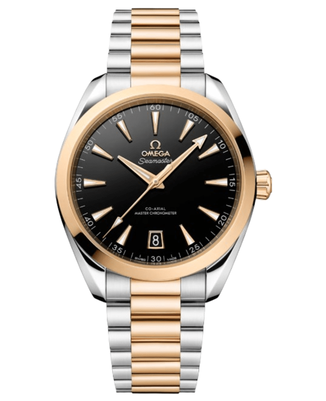 Omega Seamaster Aqua Terra 150m Master Co-Axial Black Dial Two-Tone 18K Yellow Gold & Stainless Steel Unisex Watch 220.20.41.21.01.001