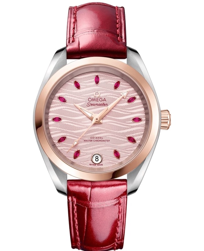 Omega Seamaster Aqua Terra 150m Master Co-Axial Pink Dial Leather Strap Women’s Watch 220.23.34.20.60.001 220.23.34.20.60.001