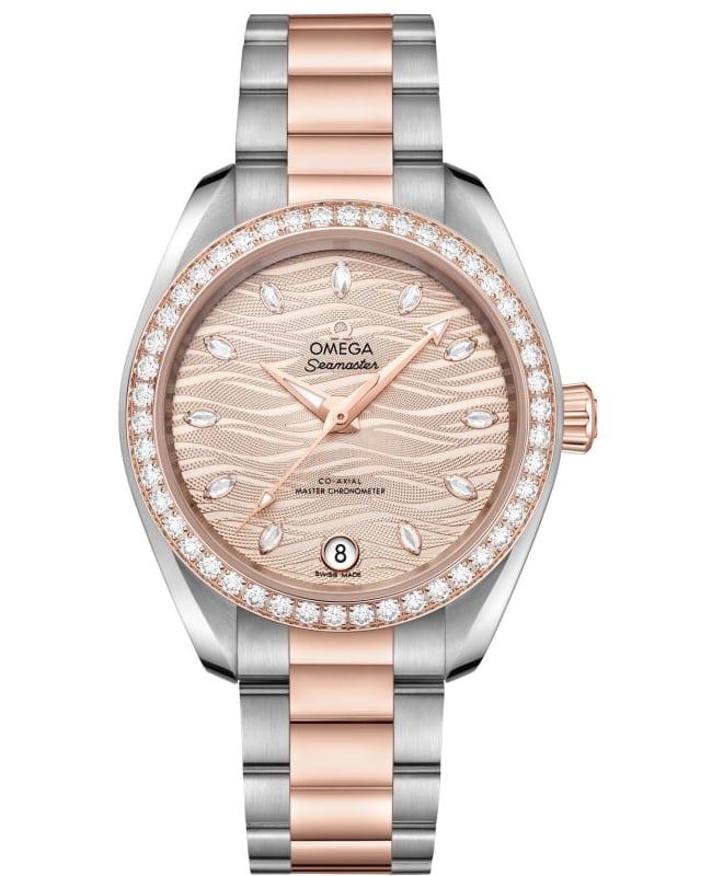 Omega Seamaster Aqua Terra 150m Master Co-Axial Diamond Grey Dial Two-Tone 18K Rose Gold & Stainless Steel Women's Watch 220.25.34.20.59.001