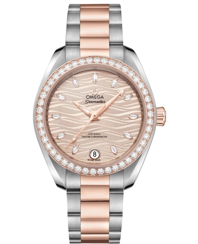 Omega Seamaster Aqua Terra 150m Master Co-Axial Grey Dial Diamond Steel and Rose Gold Women’s Watch 220.25.34.20.59.001 220.25.34.20.59.001