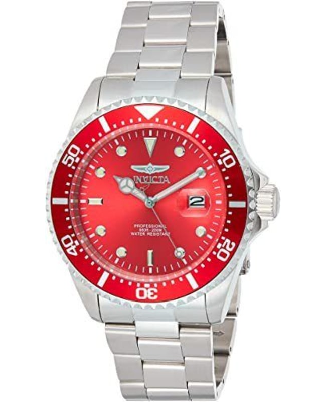 Invicta Pro Diver Red Dial Steel Men's Watch 22048 | WatchMaxx