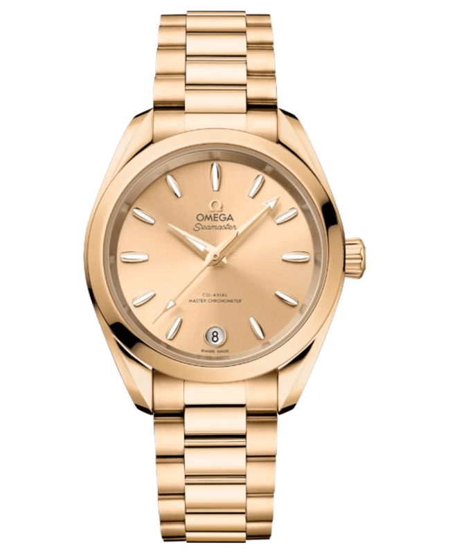 Omega Seamaster Aqua Terra Yellow Gold Dial 18K Yellow Gold Moonshine Women's Watch 220.50.34.20.08.001