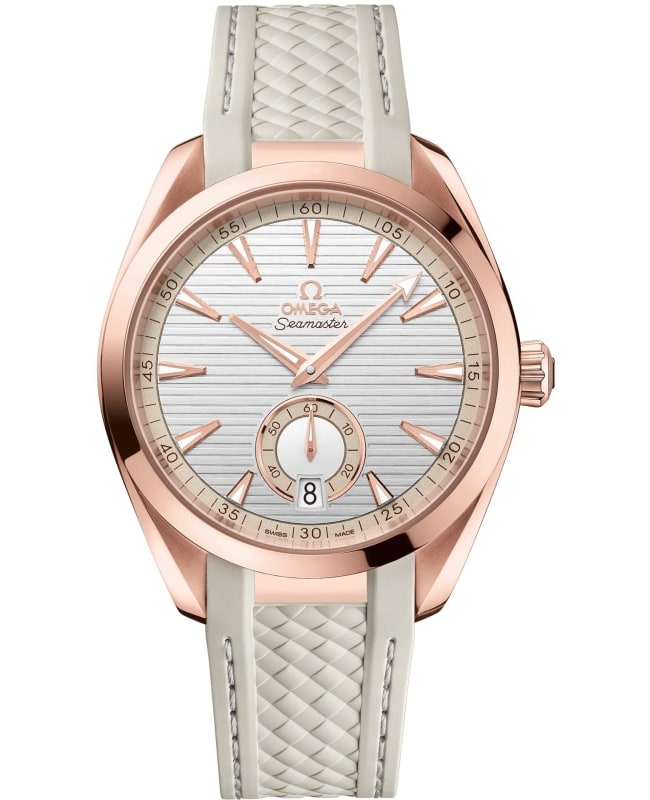 Omega Seamaster Aqua Terra 150m Master Co-Axial Silver Dial 18K Rose Gold Rubber Strap Men's Watch 220.52.41.21.02.001