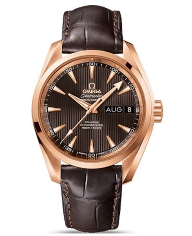 Omega Seamaster Aqua Terra Automatic Chronometer 38.5mm Brown Dial 18K Rose Gold Leather Strap Men's Watch 231.53.39.22.06.001