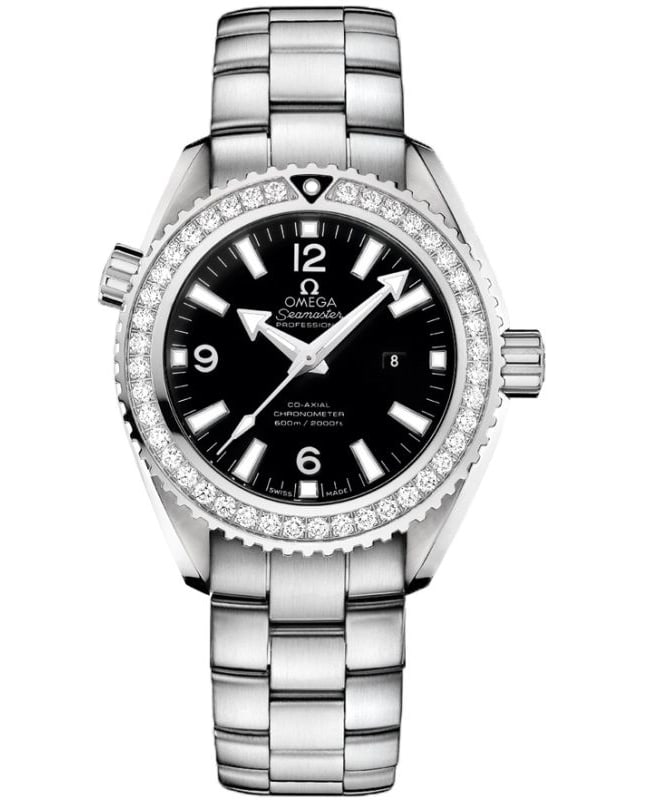 Omega Seamaster Planet Ocean 600M 37.5mm Black Dial Diamond Bezel Stainless Steel Women's Watch 232.15.38.20.01.001