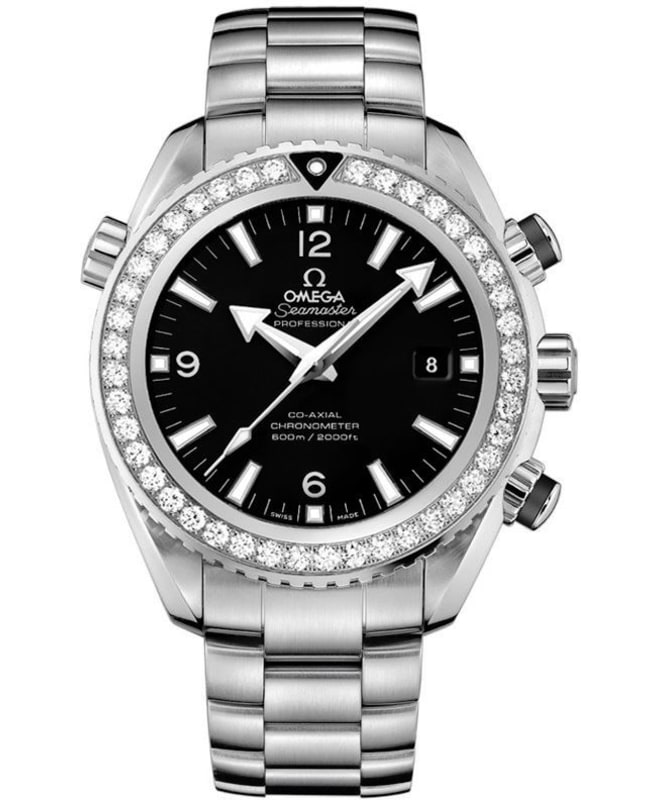 Omega Seamaster Planet Ocean 600M Co-Axial Master Chronometer 45.5 mm Black Dial Diamond Bezel Stainless Steel Men's Watch 232.15.46.51.01.001