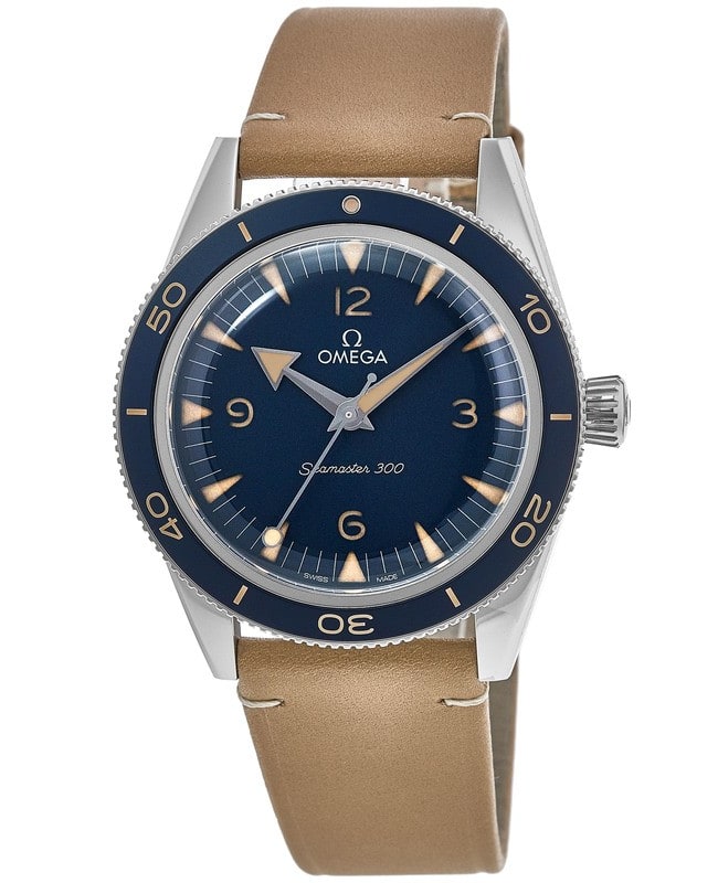 Omega Seamaster 300 Blue Dial Leather Strap Men's Watch 234.32.41.21.03.001