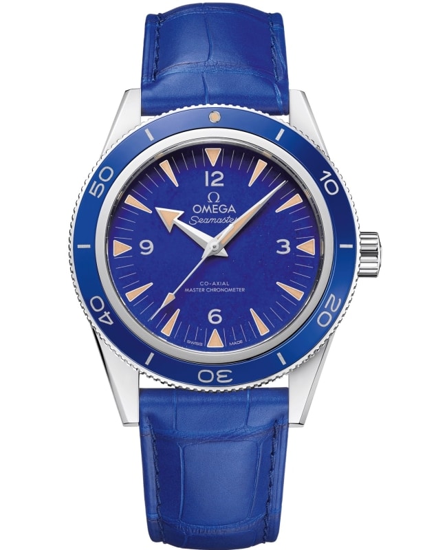 Omega Seamaster Chronometer 41mm Blue Dial Leather Strap Mens Watch 23493412199002 23493412199002