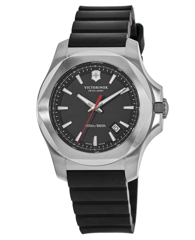 Victorinox Swiss Army I.N.O.X. Steel & Rubber Black Dial Black Rubber Men’s Watch 241682.1 241682.1