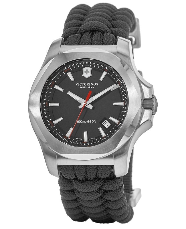 Victorinox Swiss Army I.N.O.X. Paracord Black Dial Fabric Strap Men’s Watch 241726 241726