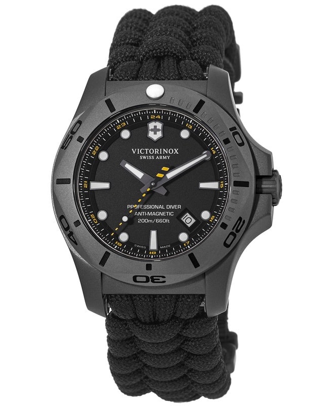 Victorinox Swiss Army I.N.O.X. Professional Diver Titanium 45mm Quartz Black Dial Nylon Strap Men's Watch 241812 241812