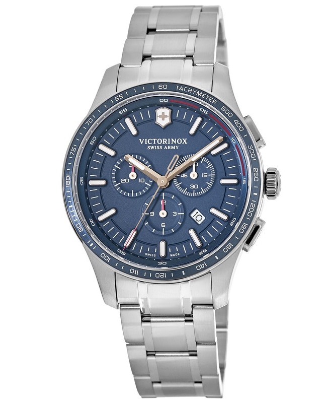 Victorinox Swiss Army Alliance Sport Crono – Orologio Uomo Quarzo 44mm, Cassa Acciaio E Quadrante Nero, Cinturino In Pelle Marrone