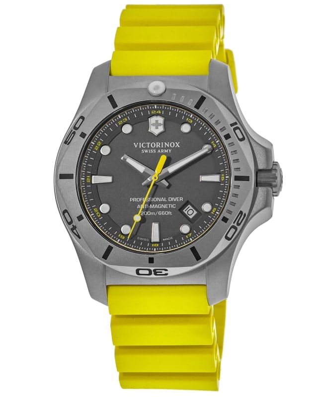 Victorinox Swiss Army I.N.O.X. Professional Diver Grey Dial Yellow Rubber Strap Men’s Watch 241844 241844