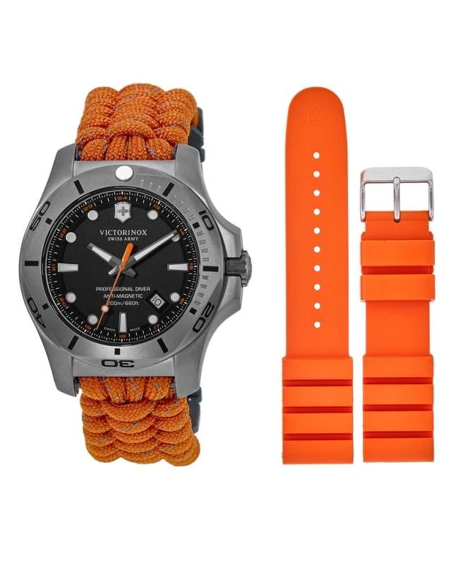 Victorinox Swiss Army I.N.O.X. Professional Diver Black Dial Orange Textile Strap Men’s Watch 241845 241845