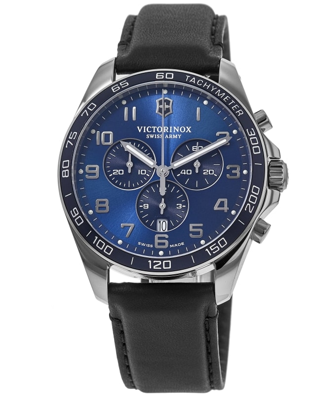 Victorinox Swiss Army Fieldforce Classic Chrono Blue Dial Leather Strap Men’s Watch 241929 241929