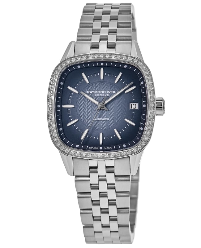 Raymond Weil Freelancer Automatic Blue Dial Diamond Bezel Steel Women's Watch 2490-STS-50051