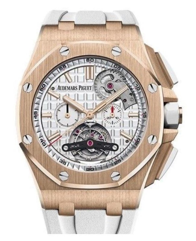 Audemars Piguet Royal Oak Tourbillon Silver Mega Tapisserie Dial Rubber Strap Men’s Watch 26540OR.OO.A010CA.01 26540OR.OO.A010CA.01