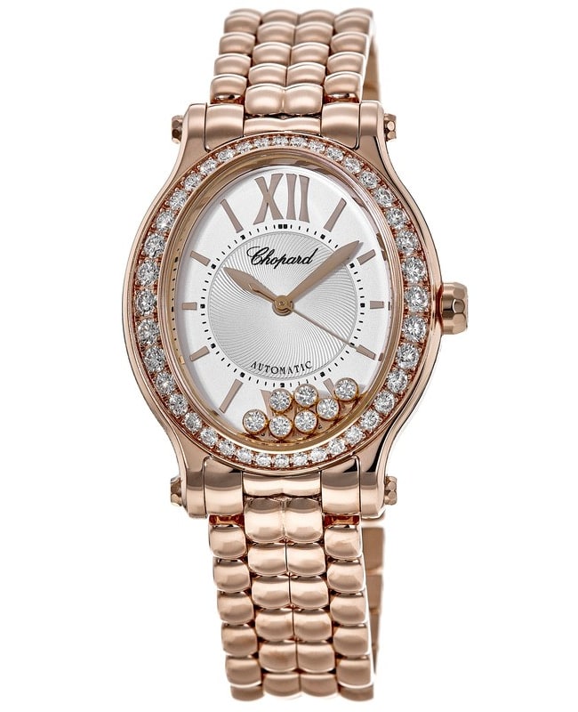 Chopard Happy Sport Oval 7 Floating Diamonds 18kt Rose Gold Women’s Watch 275362-5005 275362-5005