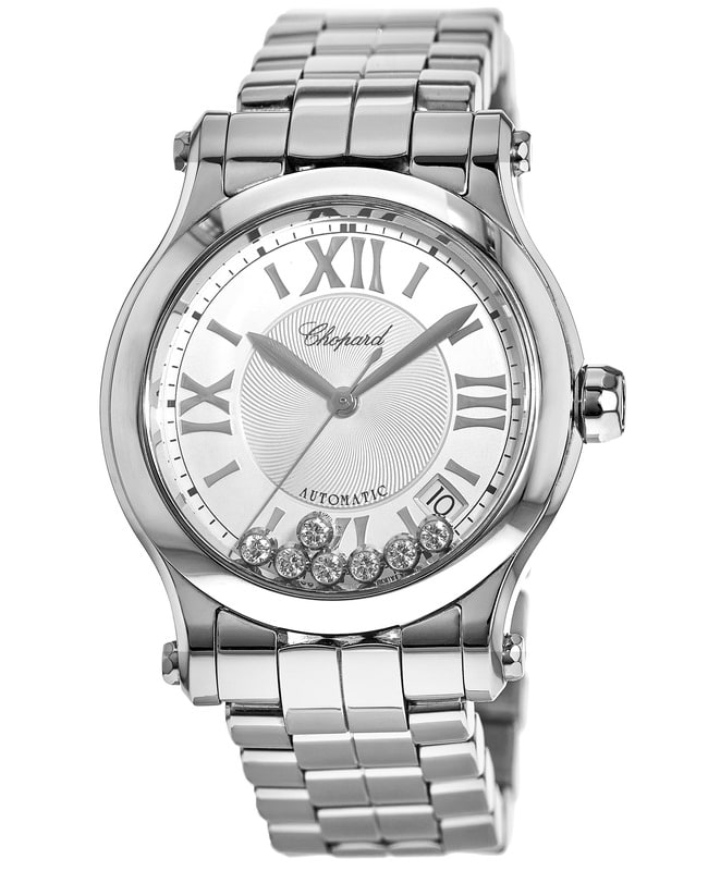 Chopard Happy Sport Medium Automatic 36mm Silver Floating Diamond Dial Steel Women's Watch 278559-3002
