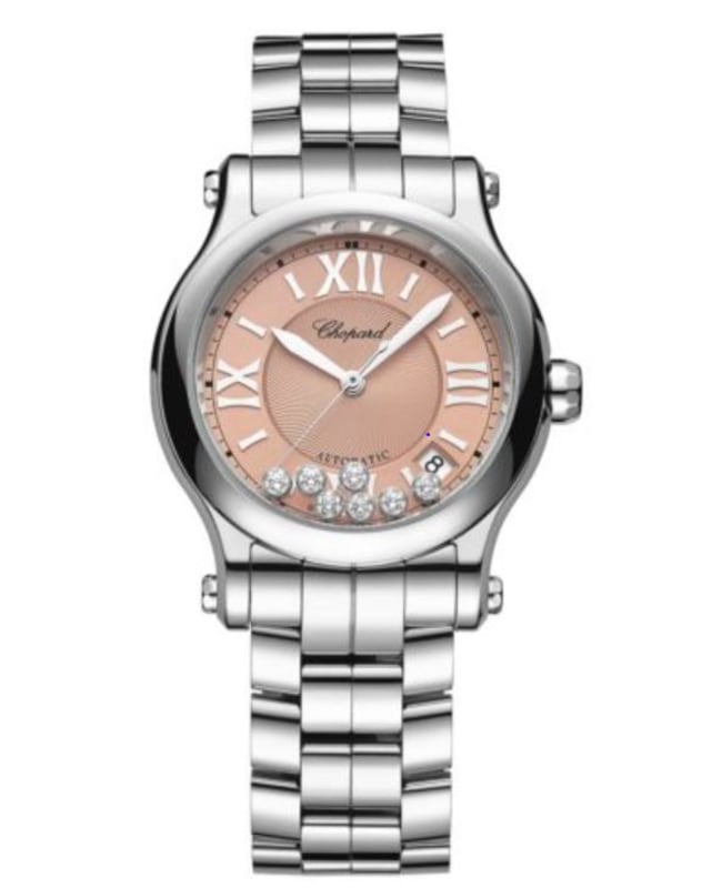 Chopard Happy Sport Medium Automatic 36mm Pink Dial Steel Women’s Watch 278559-3025 278559-3025