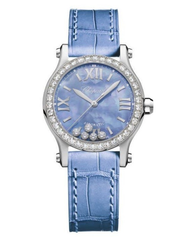 Chopard Happy Sport Mother of Pearl Diamond Leather Strap Women’s Watch 278573-3010 278573-3010