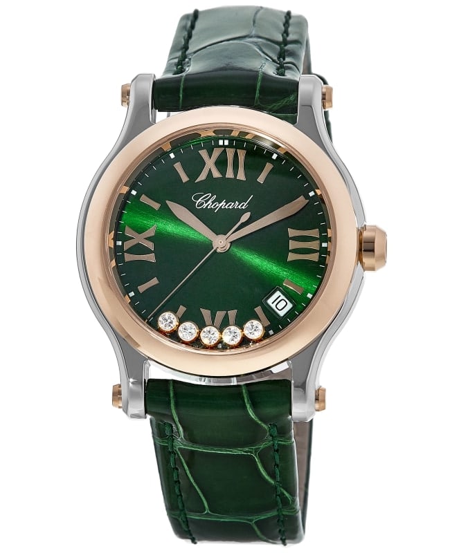 Chopard Happy Sport Round 36mm Green Floating Diamond Dial Women’s Watch 278582-6005 278582-6005